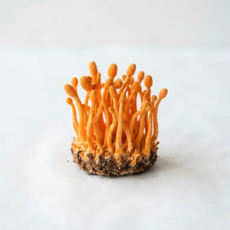 AI-gegenereerde afbeelding: Cordyceps (rupsendoder)